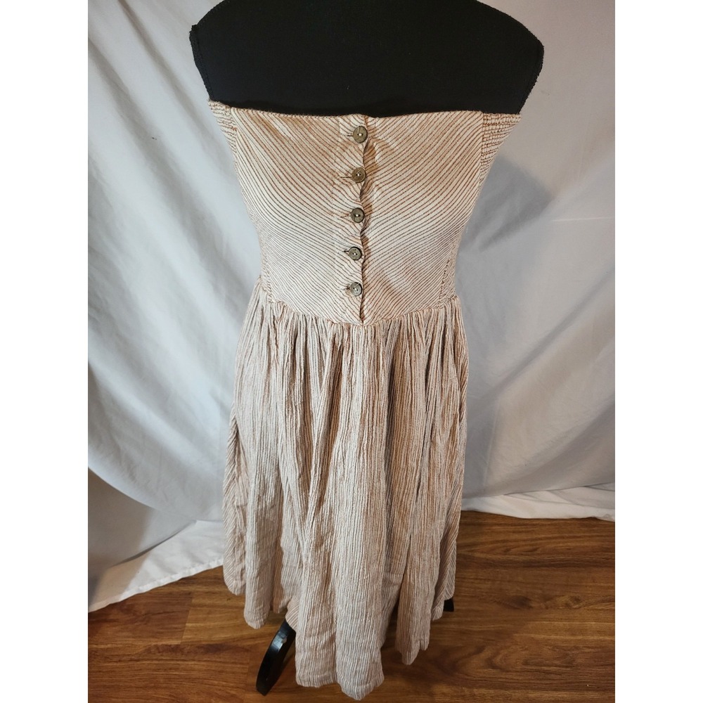 Free People Ocean Eyes Neutral Stripe Strapless Midi Dress